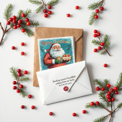 Christmas Cards with Envelopes and Stickers Assorted Designs Gnome Snowman Santa Bear Holiday Greeting Cards