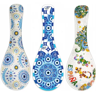 Custom logo Personalised Evil Eye Ceramic Greek Spoon Holder Santorini Greece Souvenir Spoon