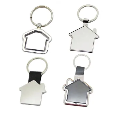 Custom Zinc Alloy Keyring Enamel Craft Scar Logo Key Ring Oem Circle House Metal Keycha Key Chains for Engraving