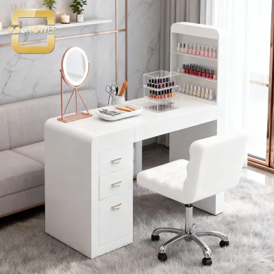 Modern White Pedicure Manicure Table for Nail Salons Workshops Made of LED Professional Manicure Table Modular Drawers Supplier