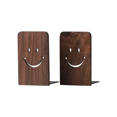 High Quality Material Simple Cute Wooden Non Skid Bookends Holding Books for Office Home Shelves