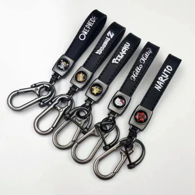 Simple Style Leather Zinc Alloy Lightweight Black Car Keychain with Universal Fitment OEM Acceptable Connection for Car Keys