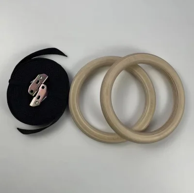 Non-Slip Wooden Gymnastic Rings 28/32mm Eco-Friendly Adjustable Straps for Pull up Exercises Cloudoo Sports CLD009