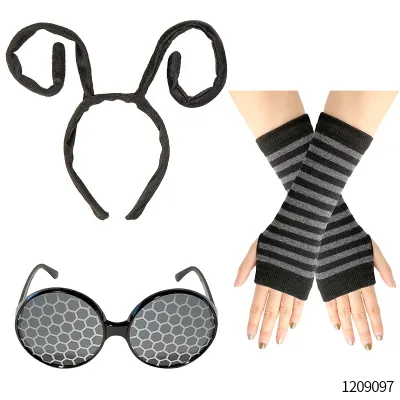 Accessories Set Halloween Bug Costume Antenna Hairband Sunglasses Fabric Party Cosplay Accessories Headwear