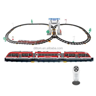 Assemble Simulation Model Infra-red Two-way RC Underground Railway Track Slot Train Sound Lights Set for Kids