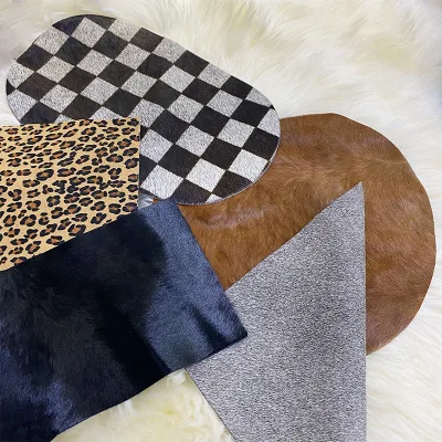 Nordic Style DIY Horsehair Block Mat Western Food Table Coaster Made From Horsehair Piece Machine Blank Leather Product