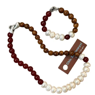 Sweet Cool Natural Freshwater Pearl Bracelet High-grade White Baroque Pearl Jewelry Set Wedding Fashion Literary Artistic