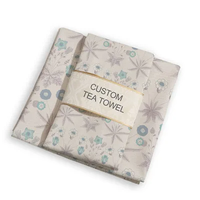 Wholesale High Quality Custom Sublimation Organic Plain Print Your Own Australia 100%Cotton Dish Kitchen Tea Towel for Christmas
