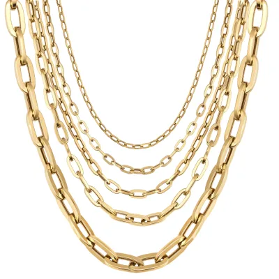 GP AU585 AU750 Paperclip Rectangle Cable Link Chain Unfinished Bulk 14K 18K Solid Gold Permanent Jewelry Chains Wholesale