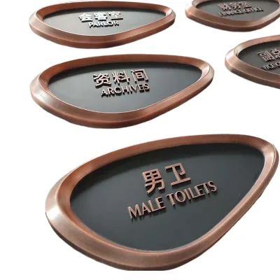 Custom Brass Restroom Door Plates Toilet Washroom Door Signs WC Toilet Sign