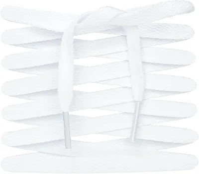 Good Quality 8mm Classic Premium Replacement White Flat Sports Shoe Laces for Sneakers Casual Shoes