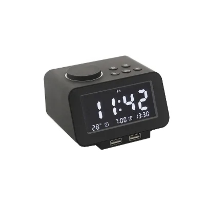 K8 Bedside FM Radio USB Hub Charging Ports Snooze Alarm Clock