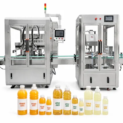 Inline Continuous Motion Filler for Beverage Juice Bottles Food Grade Stainless Steel 304 Servo Capping Machine