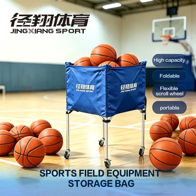 OEM Folding Portable Basketball Volleyball Jingxiang Football Storage Ball Cart Blue Aluminium+650d / 380d  Oxford 3.5kg