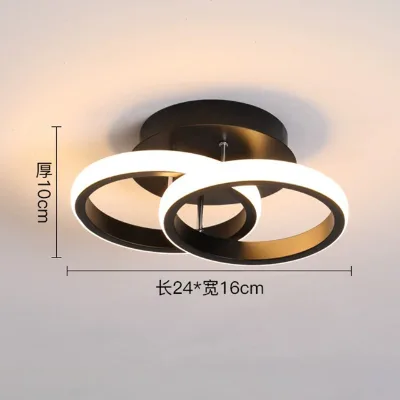 Simple Design Modern 3CCT Balcony Porch Corridor Black Golden Metal Circle Led Ceiling Light