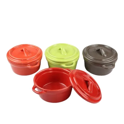 Custom Ceramics Bakeware Dessert Mini Bowls Stoneware Baking Souffle Bowl Creme Brulee Ramekins With Lid