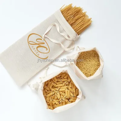 Reusable Wholesale Natural Cotton Muslin Drawstring Fruits Bags Linen Bags for Storage Macaroni Pasta