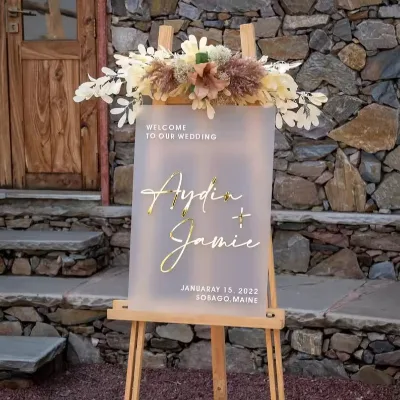 Hot Sale Custom Frosted Acrylic Wedding Welcome Sign Stand Board for Birthday Party Bridal Baby Shower Decorations