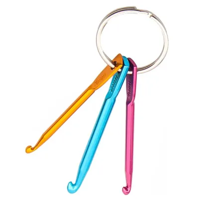 3 Mini Keychains Aluminum Crochet Sweater Needles