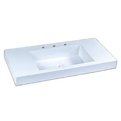 Hot Selling White Rectangular Artistic Bathroom Sink Long Countertop Wash Basin
