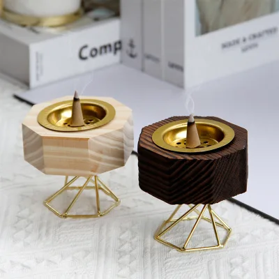 LANJO Mini Octagonal Wooden Aromatic Hand-made Incense Burner Factory Direct Minimalist Style Bukhoor Arabic Stand All-Season