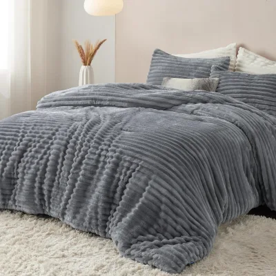 Hot Selling Double Sided Faux Fur Warmth Fluffy Comforter Set for Bed