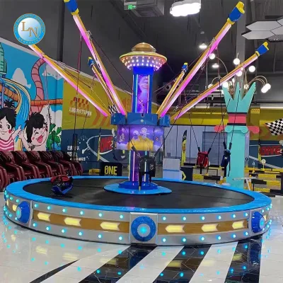 Modern LED Fiber Glass & Metal Bungee Jumping Ride with Circular Trampoline Platform 6-Person Capacity 6m Diameter for Carnival