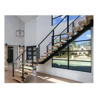 Customized Interior Stair Villa Decoration Elegant Fancy Wrought Aluminum Railing Stair