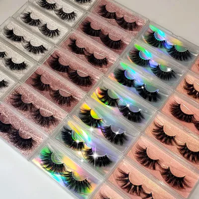 100% Siberian 3D 5d Mink Fur Eyelashes 20mm 25mm Super Long Black Lashes Packaging Box