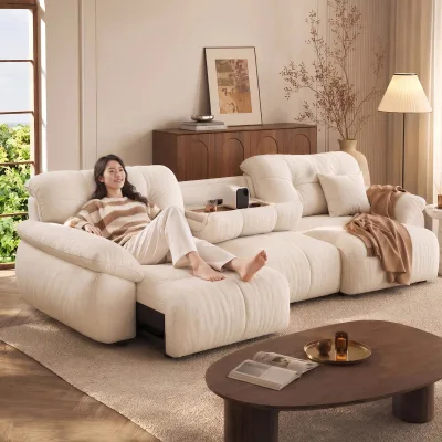 Italian Minimalist Multifunctional Electric Leather Sofa, Straight Layout, Modern Simple Living Room Sofa, zero Wall Placement