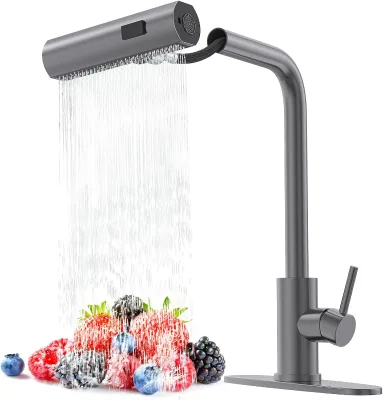 Waterfall Kitchen Faucet Pull Spray Single Hole Single Handle Stainless Steel Contemporary Hotel Use Rotatable Thermostatic
