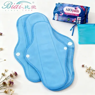 BIAI 4Pcs/Set High Absorb Breathable Washable Woman Period Day Night Cloth Winged Panty Liners Incontinence Menstrual Pad