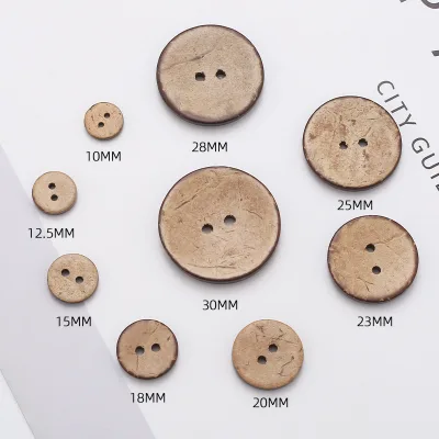 10/12.5/15/18/20/23/25/28/30MM Eco-friendly Round Coconut Shell Buttons 2/4 Holes Sewing Button DIY Needlework Accessories