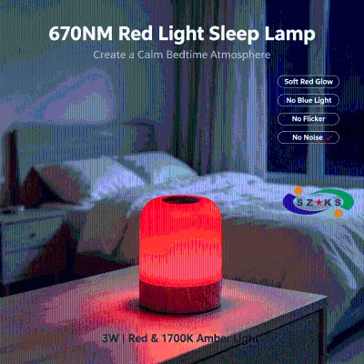ks LH16 670nm Red Light Sleep Aid PP Touch Infinite Dimmable LED Stress Relief Yoga Meditation Portable Travel Baby Bedside Lamp