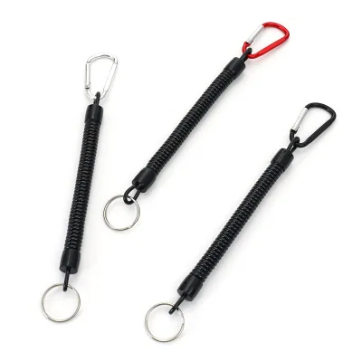 Johold High Quality Black Retractable Elastic Rope Fishing Gear Lanyard Keychain Lanyard
