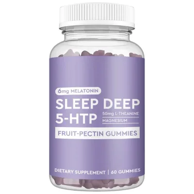 Biocaro Sleep Deep Aid Vitamin B6 Ashwagandha L-Theanine 5-HTP Powder Melatonin Gummies
