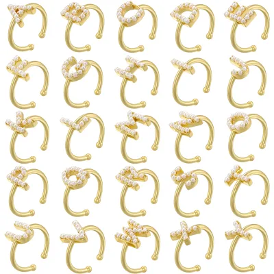 18K Gold Plated Initial Adjustable Letter Ring Womens Pearl Ring Fasion Ring Women VJ654
