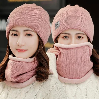 High Quality Colorful Winter Knitted Hat and Scarf Set for Women