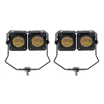 Motorcycle LED Dual-Eye Devil-Eye Spotlights Covers Steel-Beam White-Yellow Dual-Color Electric Vehicle Lights Guangdong 2