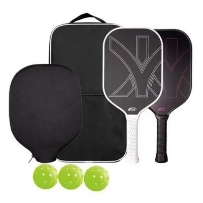 Wholesale Pickleball Paddle Sets Fiberglass Carbon Fiber Surface Pickleball Sets With 2 Paddles 4 Balls 1 Carry Bag
