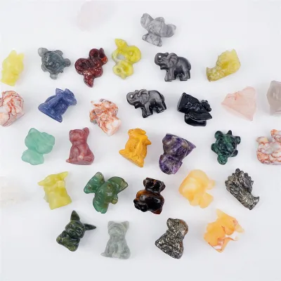 Natural Quartz Crystal Carvings Mini Gemstones Crystal Animals Mixed Lemon Jade for Gift