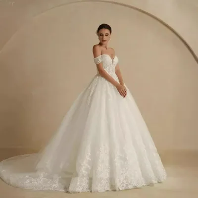 NDB10905 Elegant Sweetheart Bride Beaded Embroidery Lace up A-Line Bridal Dresses