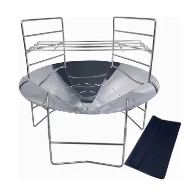 Japanese Round Fire Pit Portable Outdoor Camping Picnic Stainless Steel Fire Pit