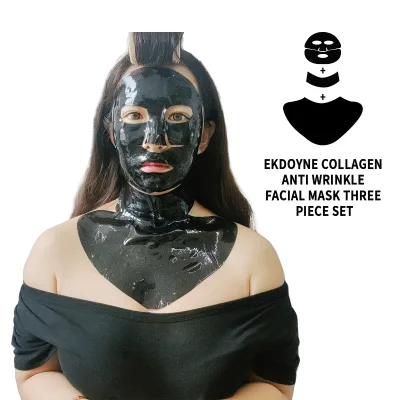 Ekdoyin Black Three-Piece Set Pleura Neck Mask for Face Facial Lift and Tightening Moisturizing and Hydrating Resists Aging
