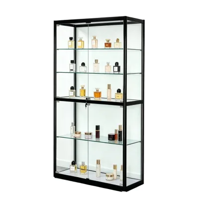 Modern Luxury Glass Perfume Display Cabinet with Led Lighting Durable Design Mirror Back for Shopping Mall and Retail Shop Use