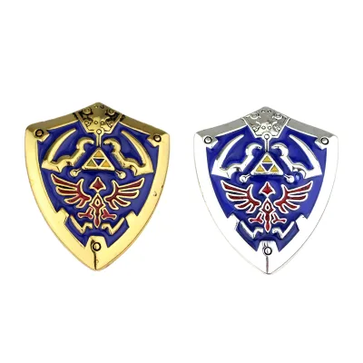 Game Legend of Zelda Brooch Shield Badges Design Zinc Alloy Mens Brooch Buttons Figure Cosplay Accessories Toy Gift