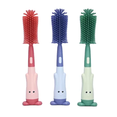 Good Quality Baby Bottle Pacifier Cleaning Brush Long Handle Safety Silicone Milk Bottle Brush