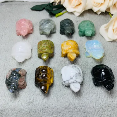 Wholesale Natural Gemstone 1.5Inch Crystal Turtle Stones Carving and Sculptures for Feng Shui Decor