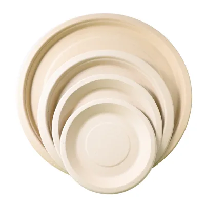 Disposable Biodegradable Food-Grade Paper Pulp Bamboo Fiber Dinner Plates Tableware Wholesale