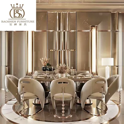BS Design Luxury Dining Chairs Dining Room Furniture Set 6/8/10 Seat Handmade Dining Table Custom Style Classical for Villa
